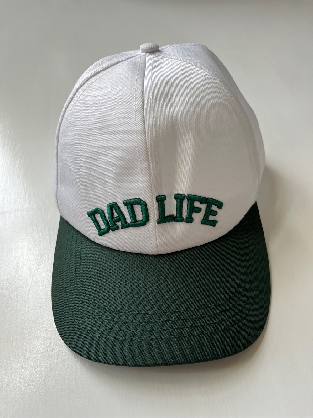Dad Life Two-Tone Cap in White and Dark Green